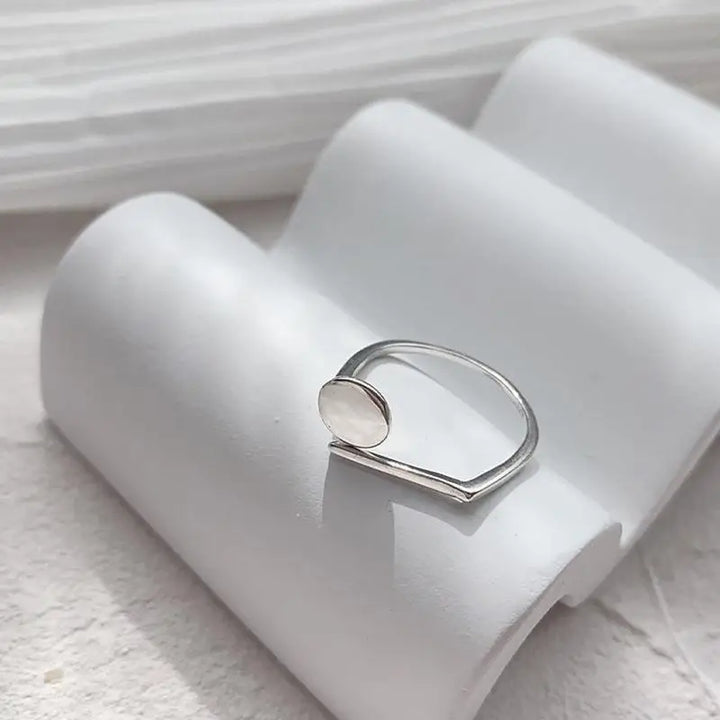 925 Sterling Silver Double Layer Geometric Nail Design Ring