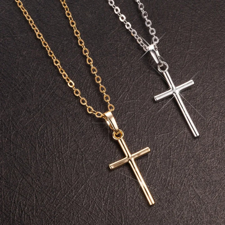 Cross Pendant Necklace Premium- 14k Gold & Sterling Silver Plated