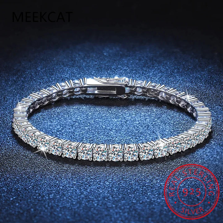 Premium 925 Sterling Silver Diamond-Craved Bracelet 3MM