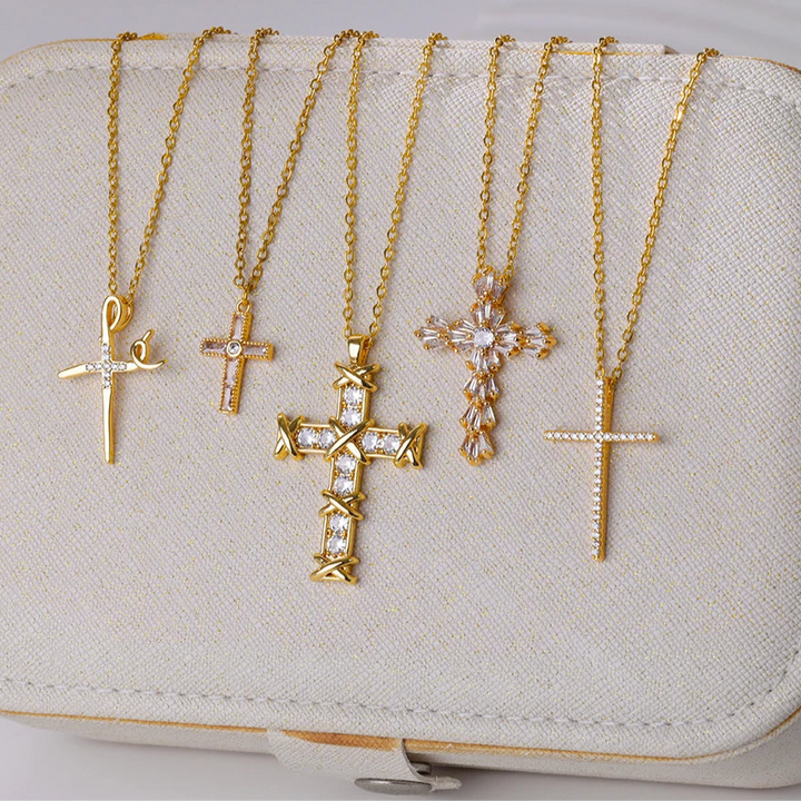 Elegant Pave Cross Pendant Necklace