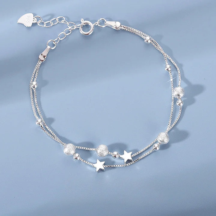 925 Sterling Silver Frosted Bead Bracelet