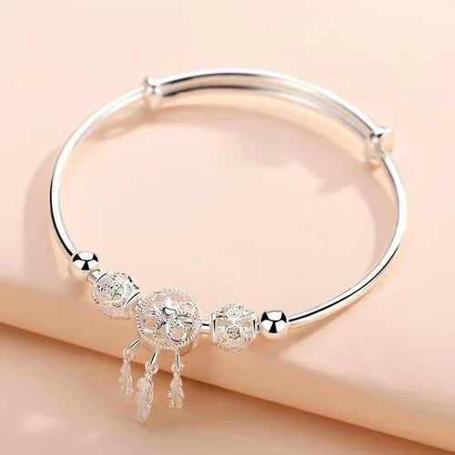 925 Sterling Silver Frosted Bead Bracelet