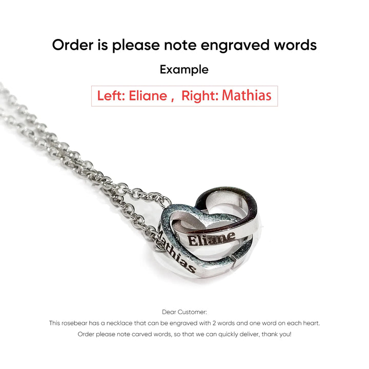 Customizable Love Duet Necklace + Bear with Eternal Rose