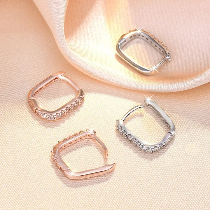 High-Quality 925 Sterling Silver Crystal Fashion Circle Hoop Earrings