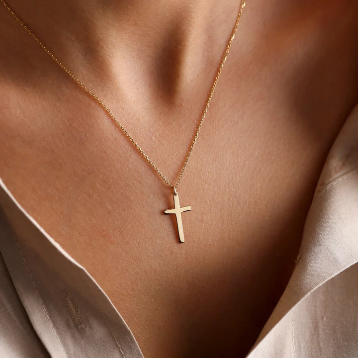 Cross Necklace with Crown Pendant