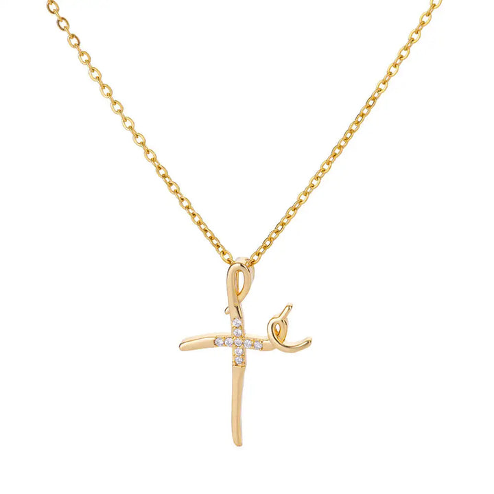 Elegant Pave Cross Pendant Necklace