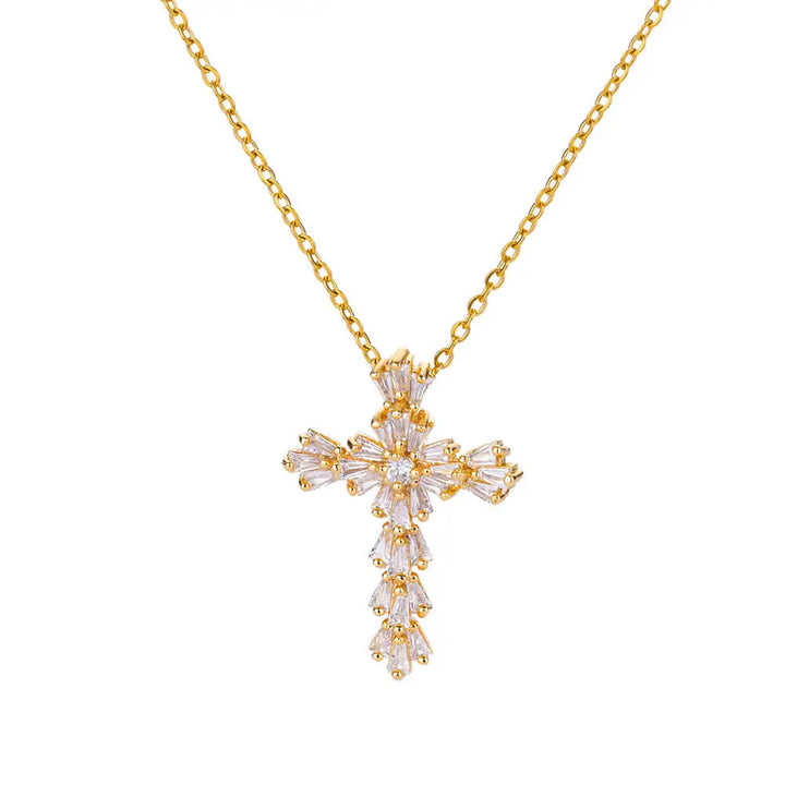 Elegant Pave Cross Pendant Necklace