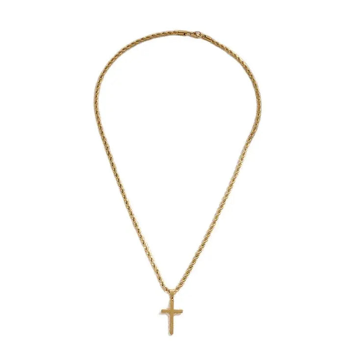 Sterling Silver Cross Necklace, 14K Gold-Plated 925