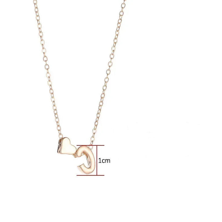 Delicate Heart Necklace with Name Initial Pendant