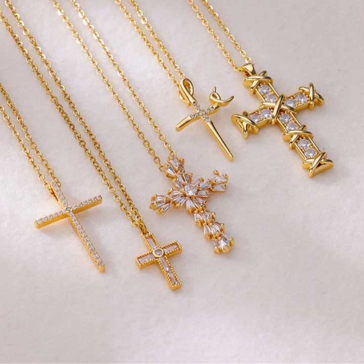 Elegant Pave Cross Pendant Necklace