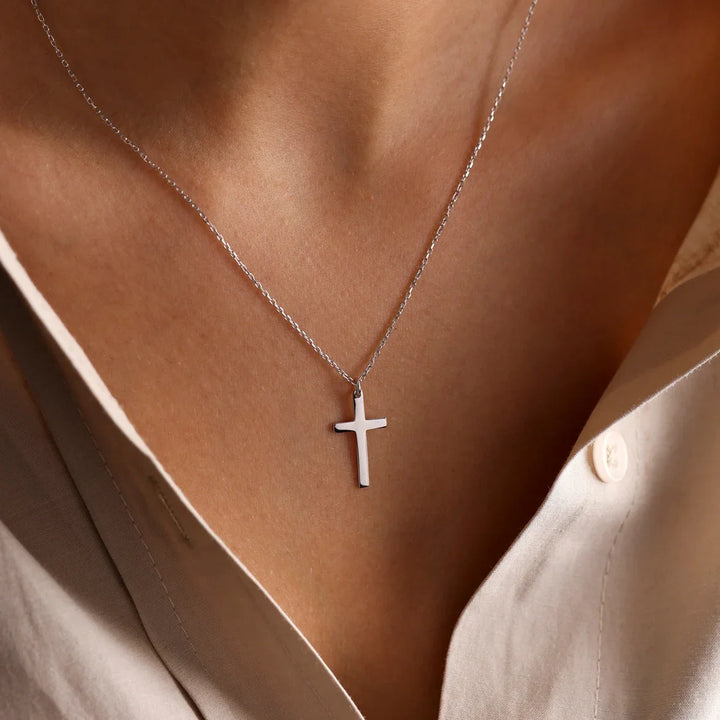 Cross Necklace with Crown Pendant