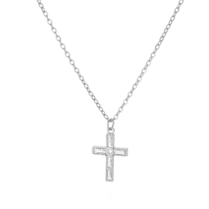 Elegant Pave Cross Pendant Necklace