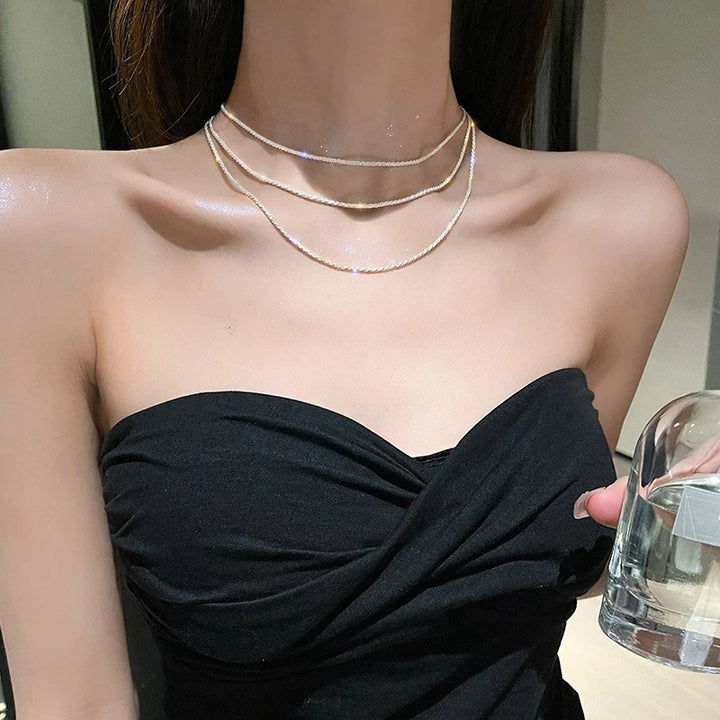 Sparkling Clavicle Chain Choker Necklace