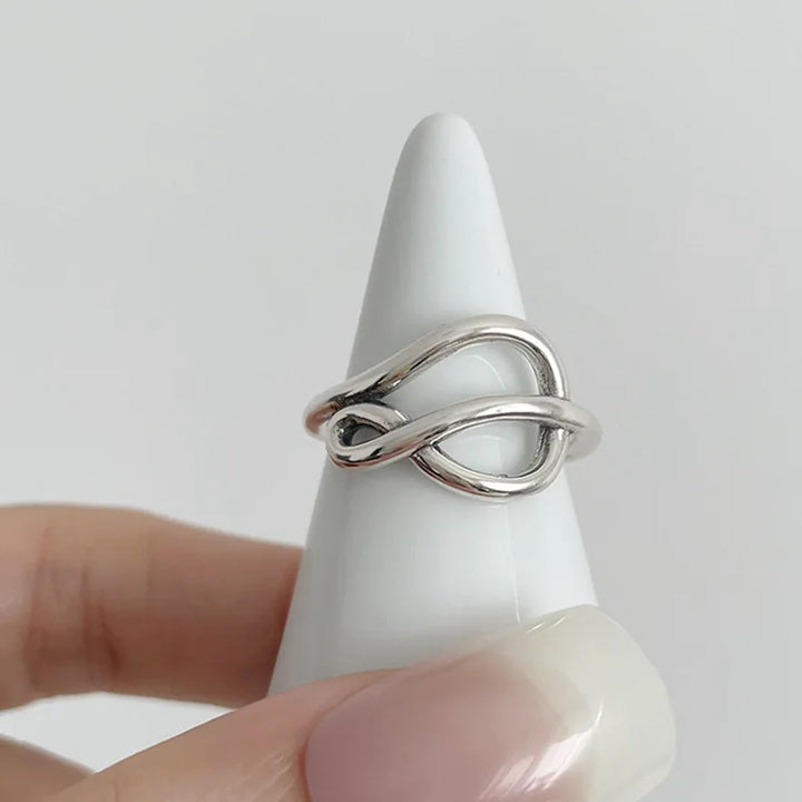 925 Sterling Silver Double Layer Geometric Nail Design Ring