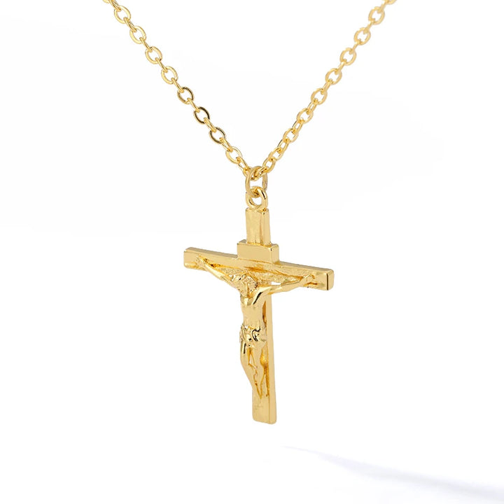 Sterling Silver Diamond Cross Necklace, 14K Gold-Plated 925