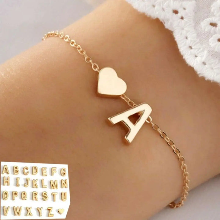 Personalized Initial and Heart Bracelet