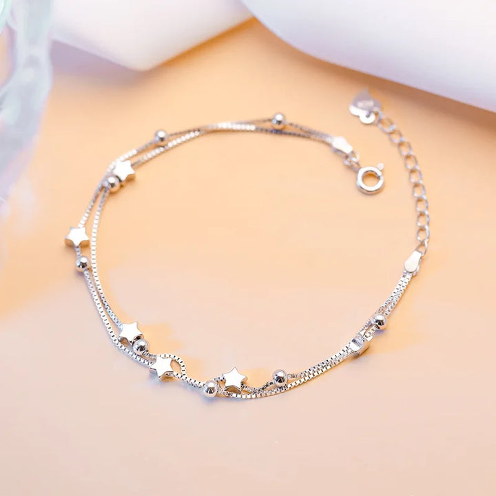 925 Sterling Silver Frosted Bead Bracelet