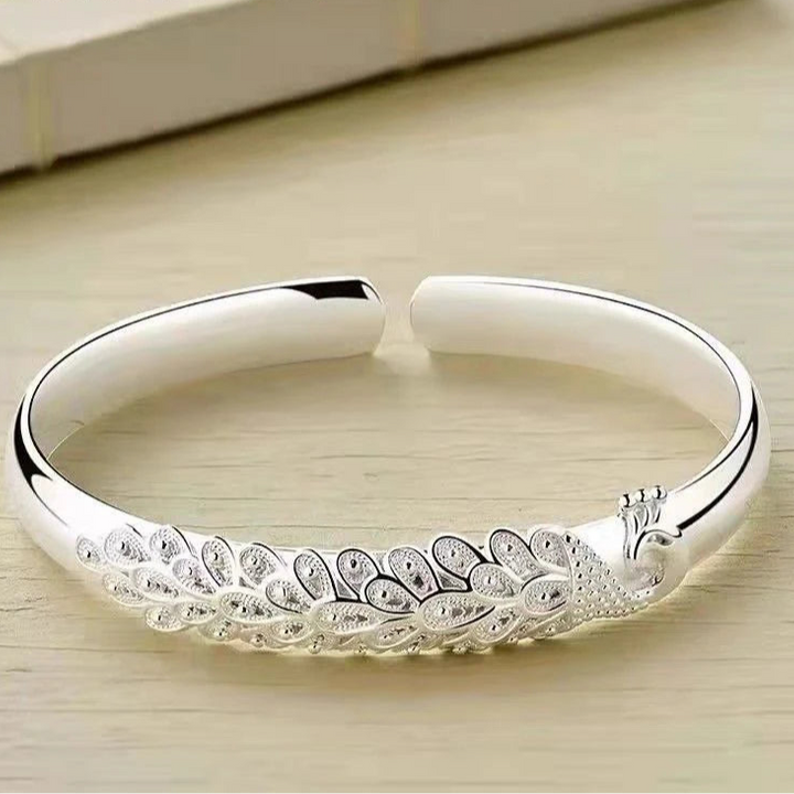 Elegant 925 Sterling Silver Peacock Bracelet