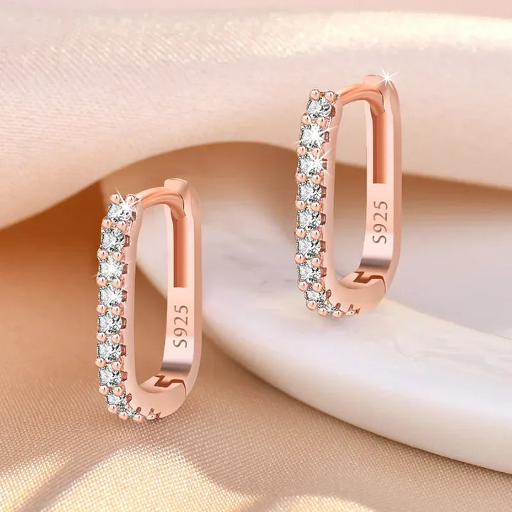 High-Quality 925 Sterling Silver Crystal Fashion Circle Hoop Earrings