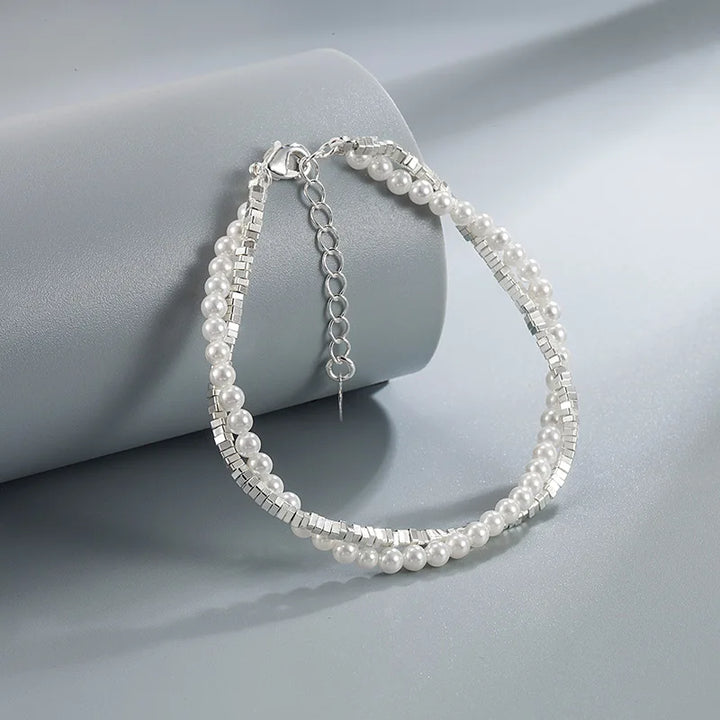 925 Sterling Silver Frosted Bead Bracelet