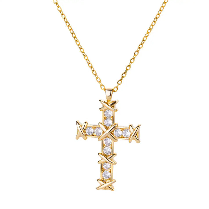 Elegant Pave Cross Pendant Necklace