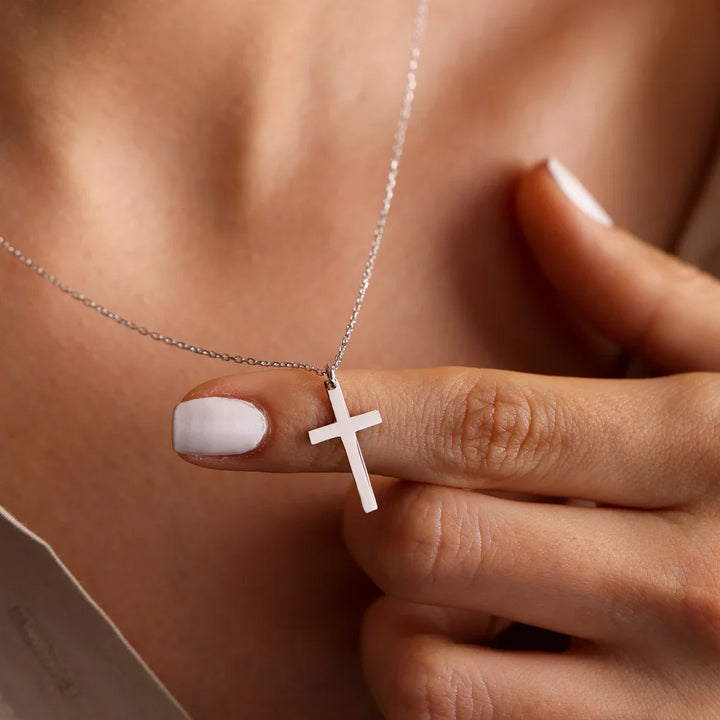 Cross Necklace with Crown Pendant