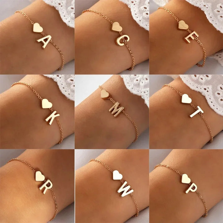 Personalized Initial and Heart Bracelet