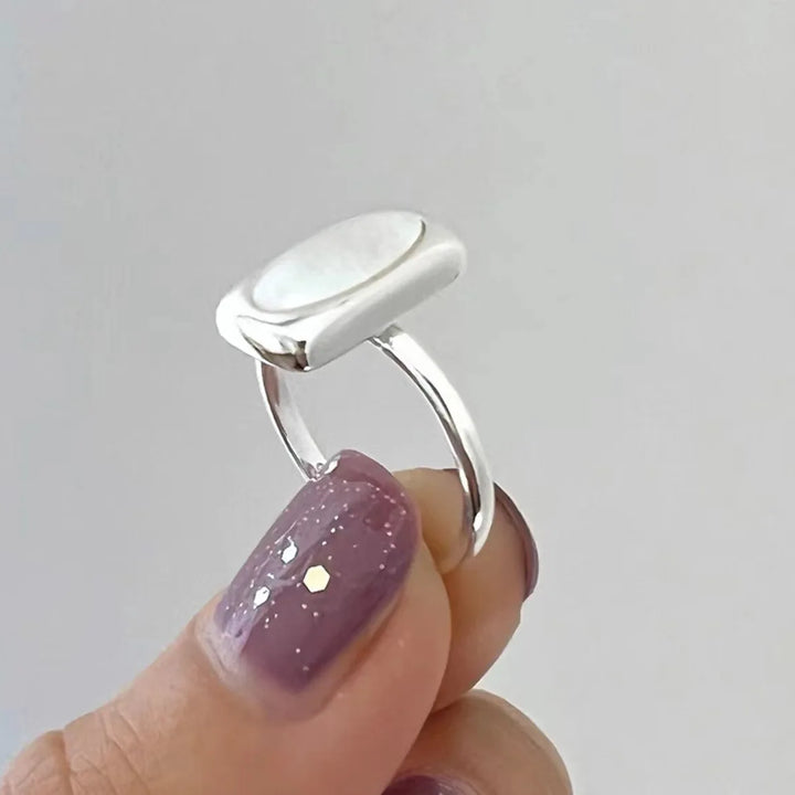 925 Sterling Silver Double Layer Geometric Nail Design Ring