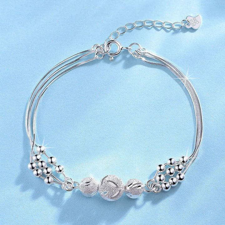 925 Sterling Silver Frosted Bead Bracelet