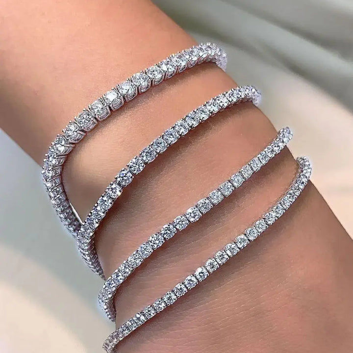 Premium 925 Sterling Silver Diamond-Craved Bracelet 3MM