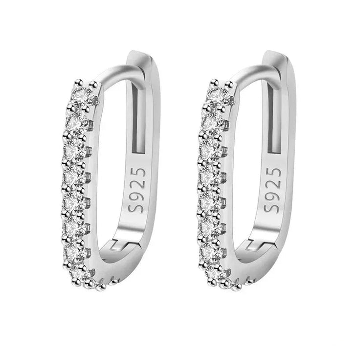 High-Quality 925 Sterling Silver Crystal Fashion Circle Hoop Earrings