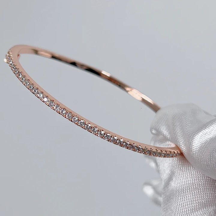 Premium 925 Sterling Silver Gold Bangle with Moveable Diamond