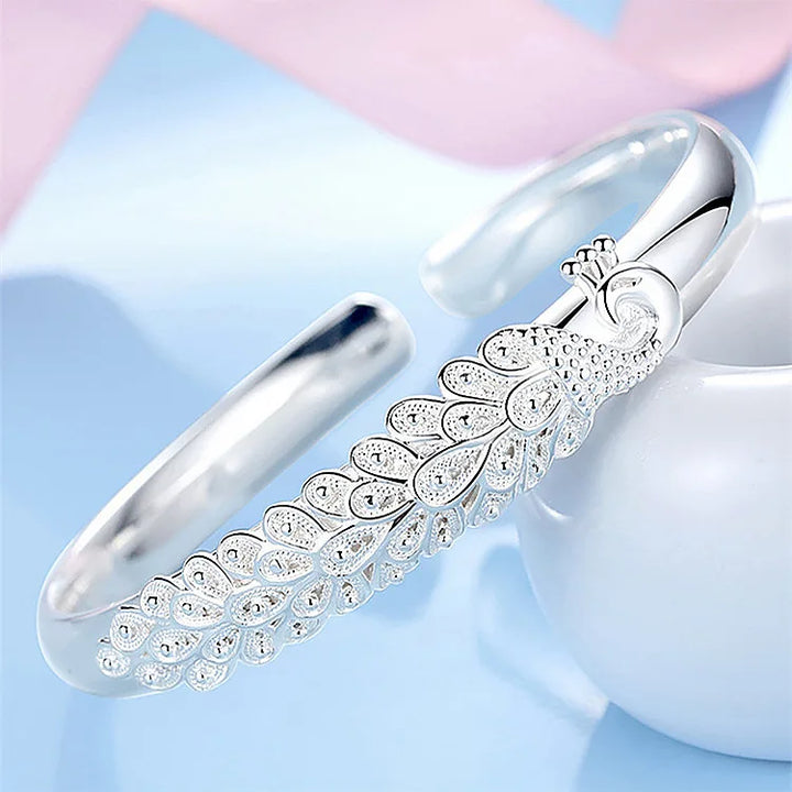 Elegant 925 Sterling Silver Peacock Bracelet