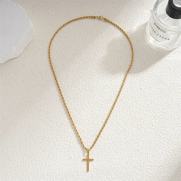 Sterling Silver Cross Necklace, 14K Gold-Plated 925