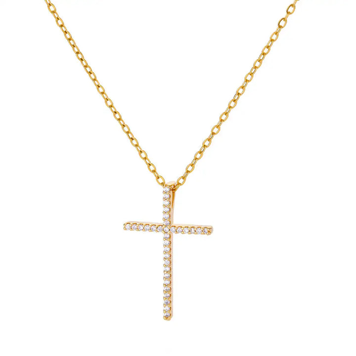 Elegant Pave Cross Pendant Necklace