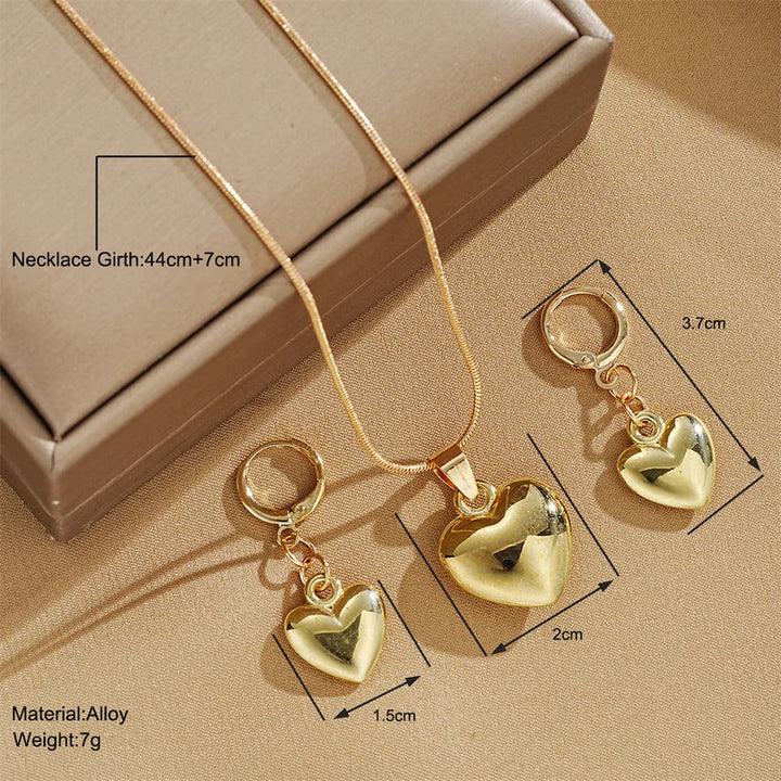 Glossy 925 Sterling Silver & Gold-Plated Heart Jewelry Set