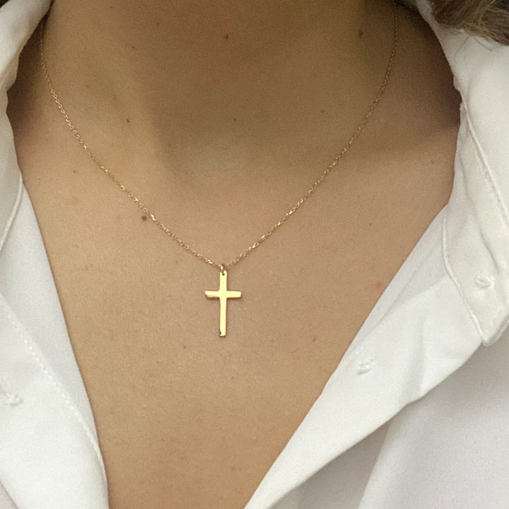 Cross Necklace with Crown Pendant