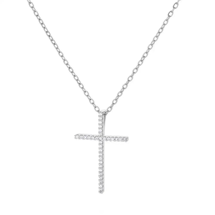 Elegant Pave Cross Pendant Necklace