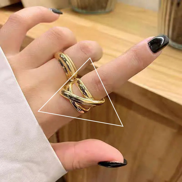 925 Sterling Silver Double Layer Geometric Nail Design Ring